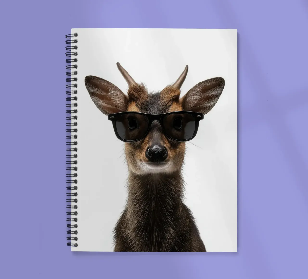 Cool Muntjac with Sunglasses Portrait spiral notebook by Brandi N Huskey