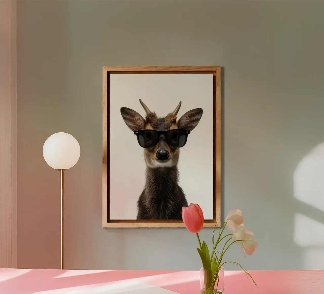 Cool Muntjac with Sunglasses Portrait alu-dibond by Brandi N Huskey