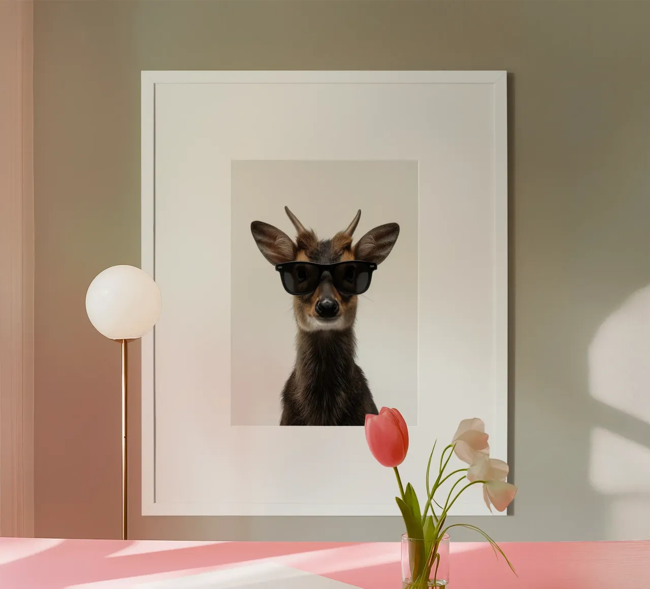 Cooles Muntjac mit Sonnenbrille Portrait Poster von Brandi N Huskey