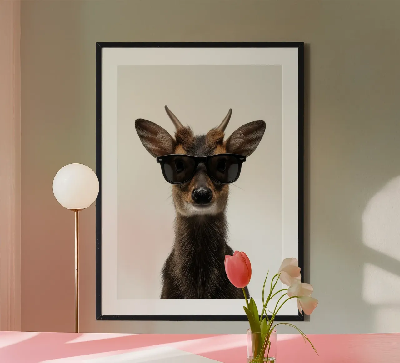 Cooles Muntjac mit Sonnenbrille Portrait Poster von Brandi N Huskey