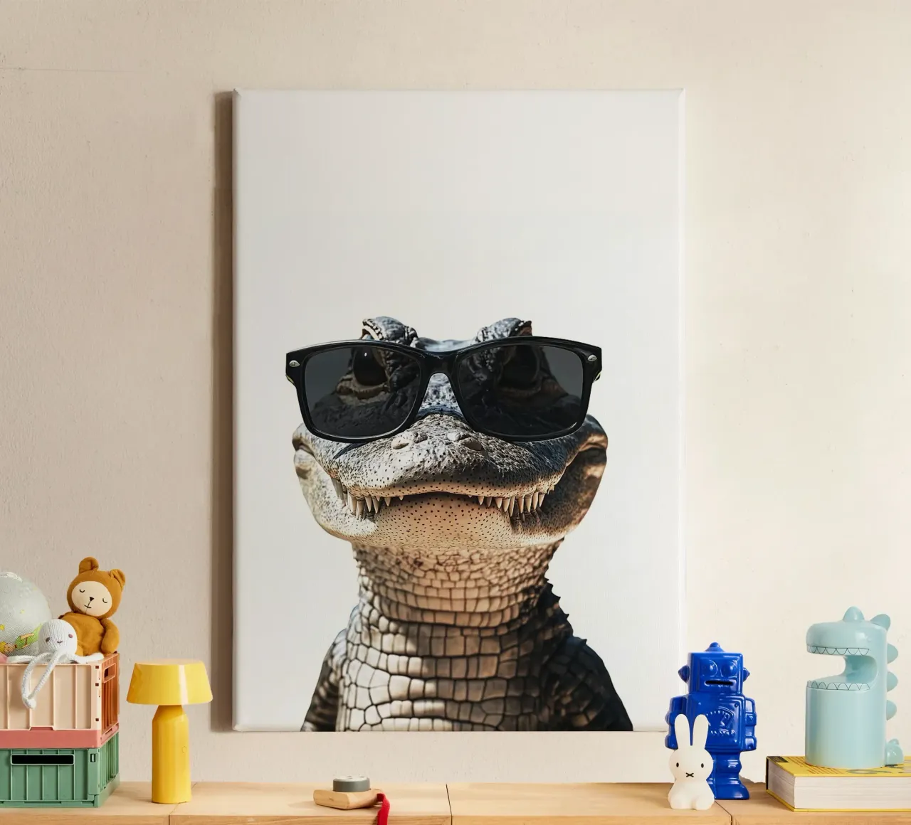 Coole alligator in zonnebril canvas met Baklijst van Brandi N Huskey