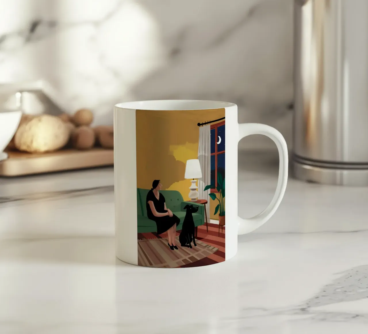 Gatto da divano notturno tazza in ceramica da Sentinel Glow