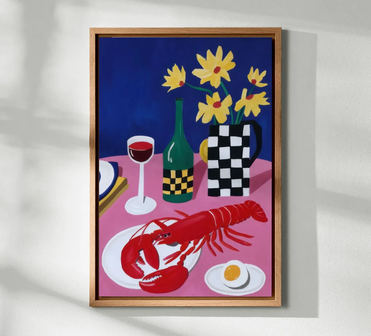 Lobster and Daffodils canvas with Floater frame by Pale Aura