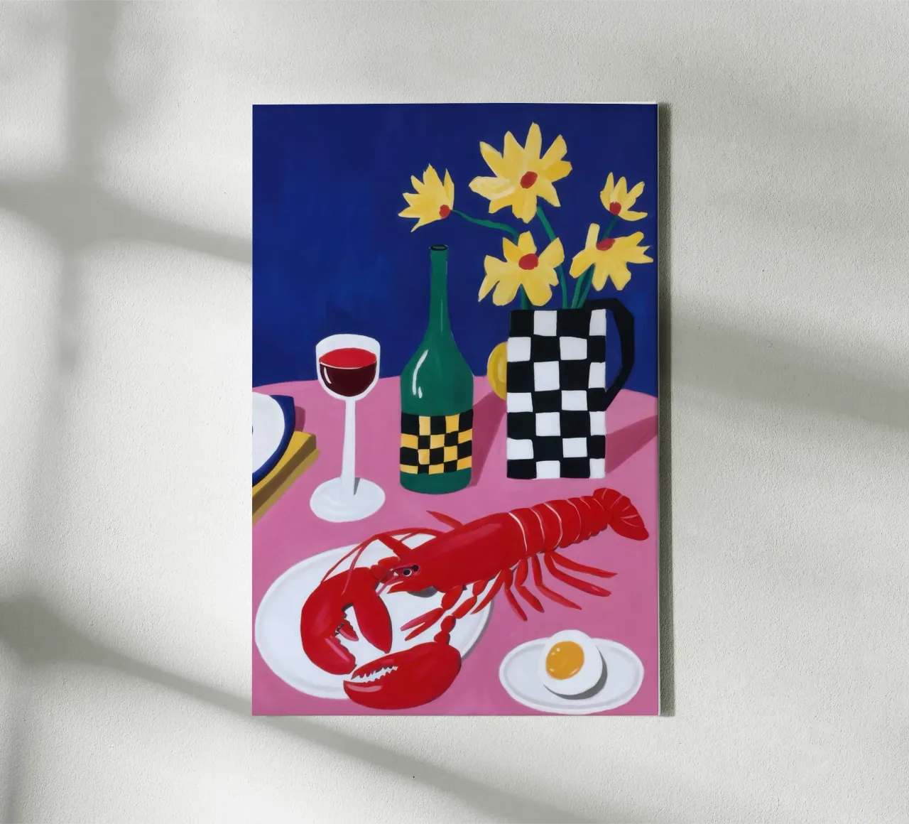 Lobster and Daffodils canvas with Floater frame by Pale Aura