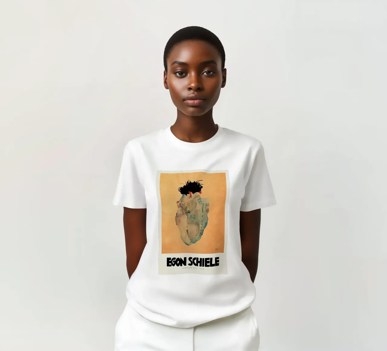 Schiele - Cowering Man II t-shirt da Vintage by JUNIQE