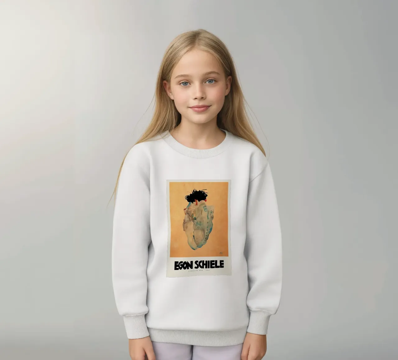 Schiele - Cowering Man II felpa bambino da Vintage by JUNIQE