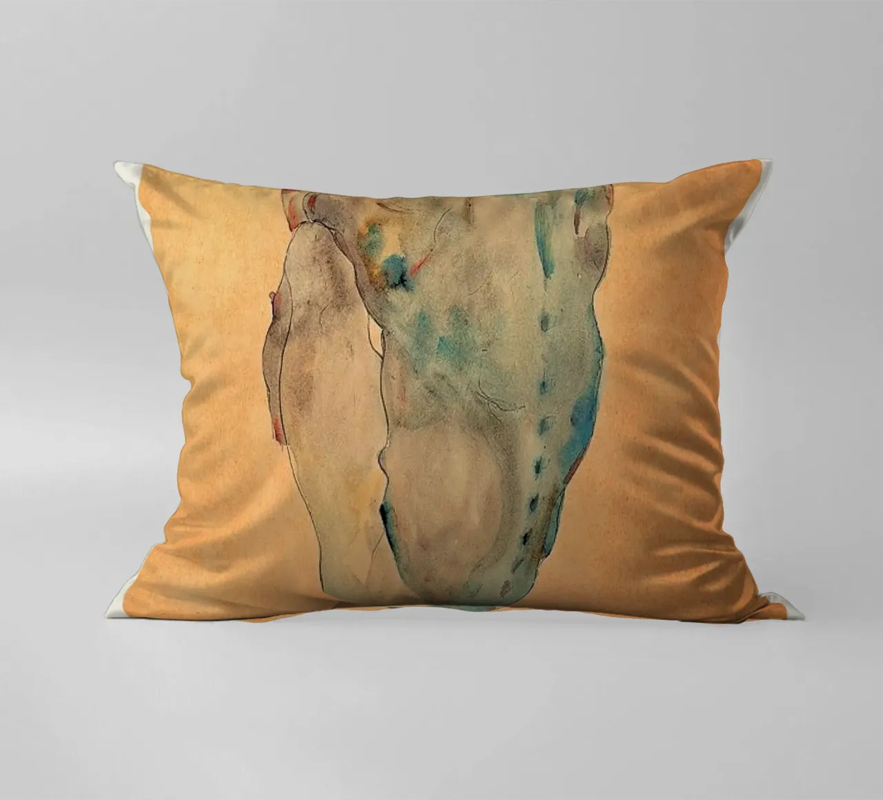 Schiele - Cowering Man II cuscino da Vintage by JUNIQE