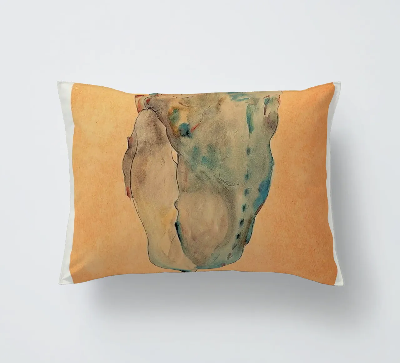 Schiele - Cowering Man II cuscino da Vintage by JUNIQE