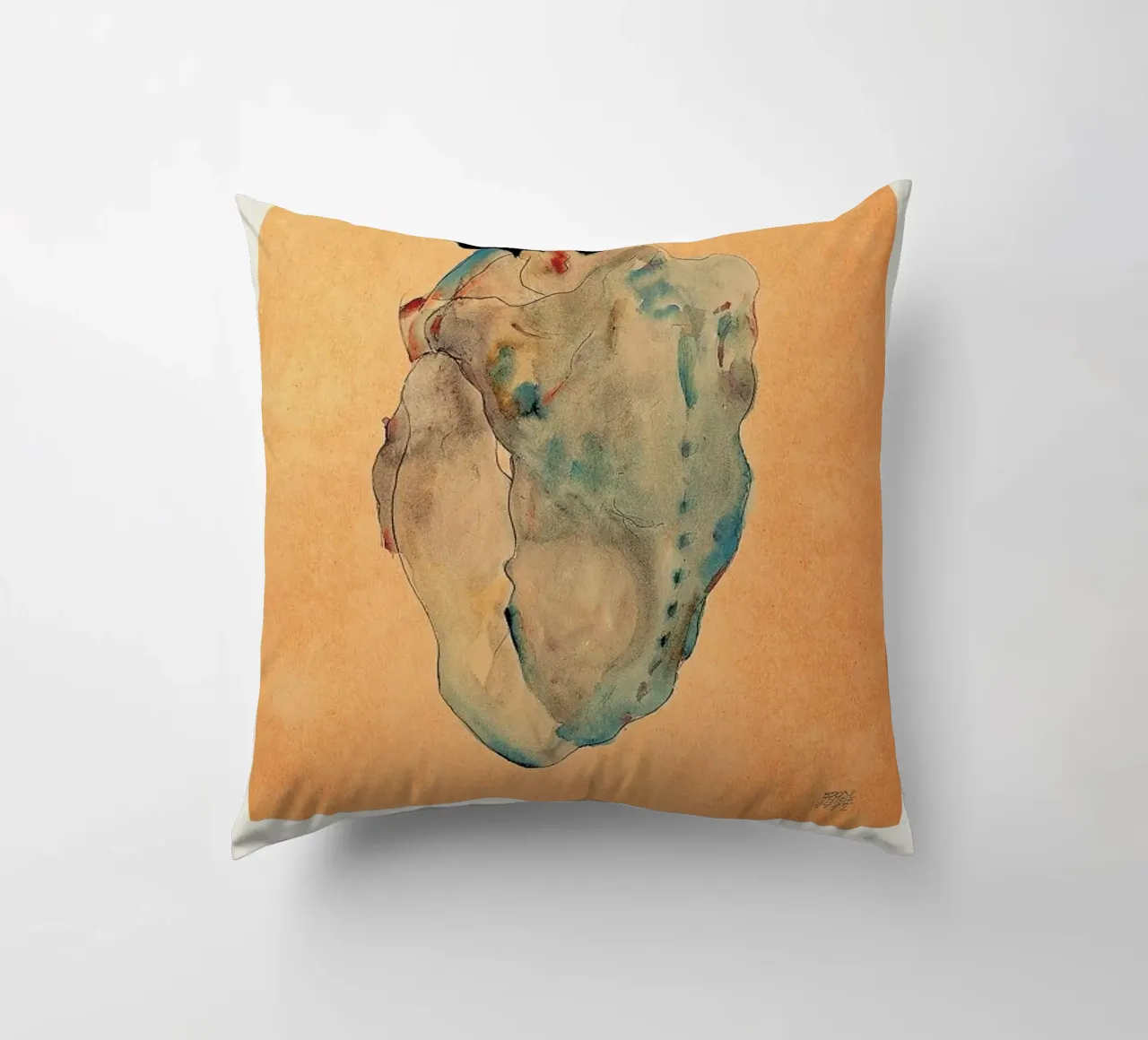 Schiele - Cowering Man II cuscino da Vintage by JUNIQE