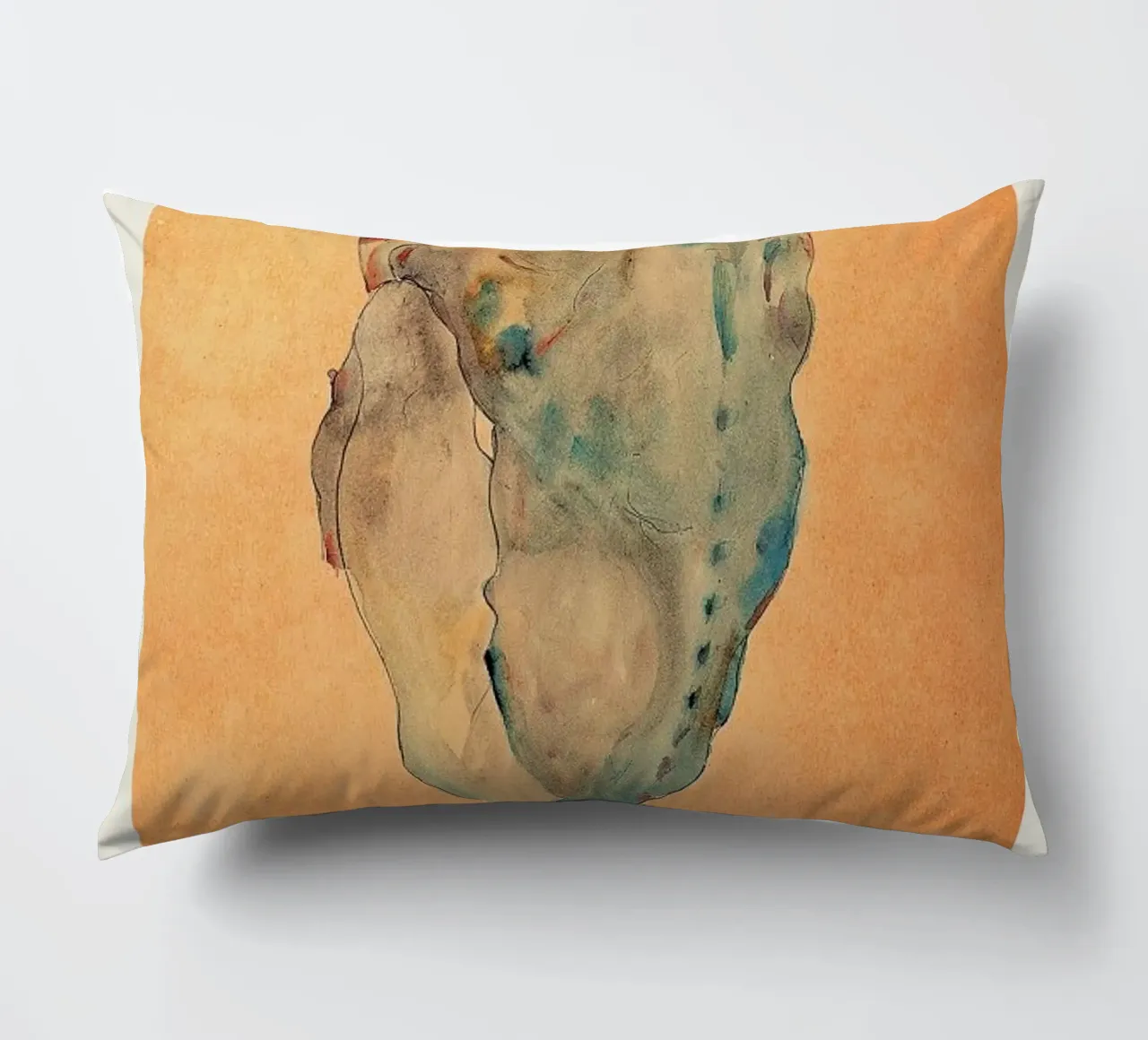 Schiele - Cowering Man II cuscino da Vintage by JUNIQE