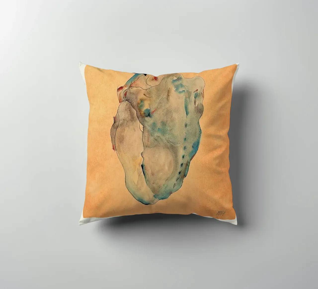 Schiele - Cowering Man II cuscino da Vintage by JUNIQE