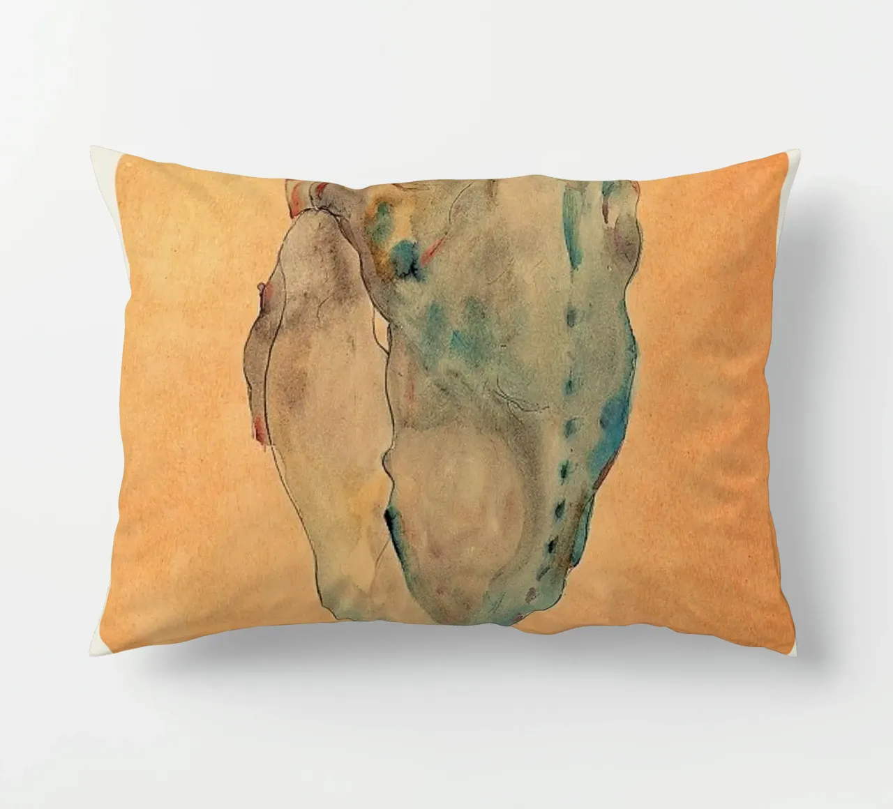 Schiele - Cowering Man II cuscino da Vintage by JUNIQE