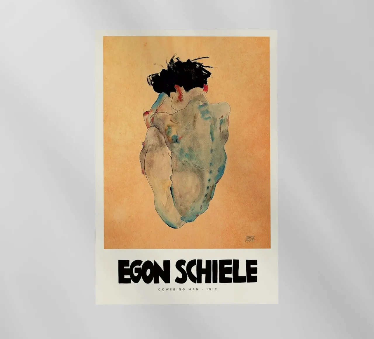 Schiele - Cowering Man II pellicola backlit da Vintage by JUNIQE