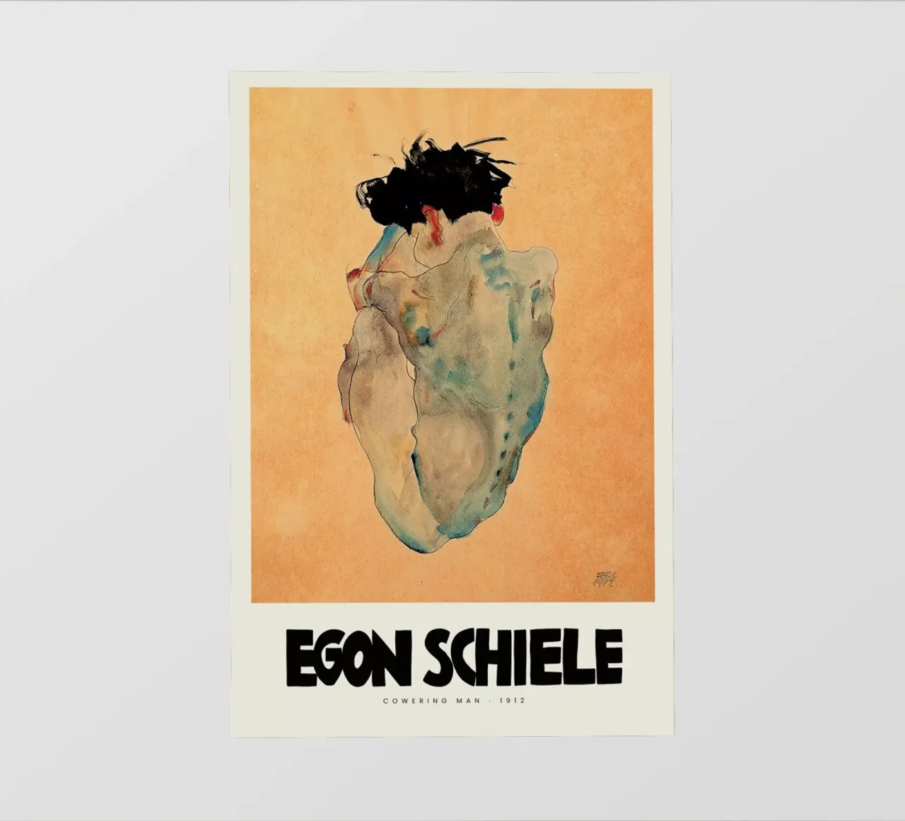 Schiele - Cowering Man II pellicola backlit da Vintage by JUNIQE