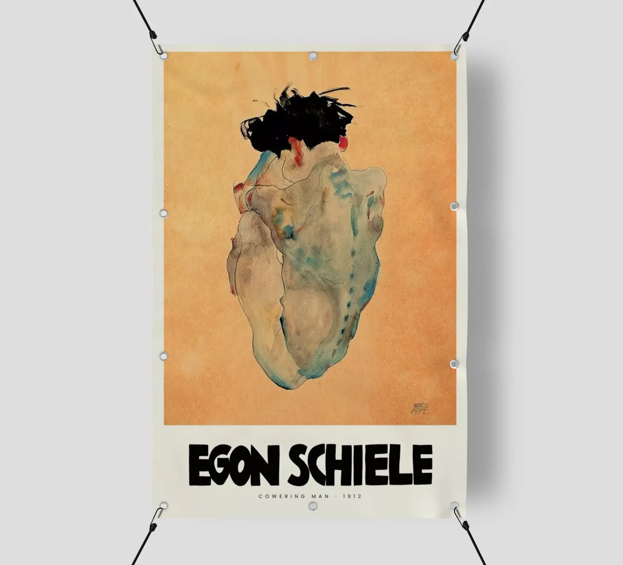 Schiele - Cowering Man II telo in pvc da Vintage by JUNIQE