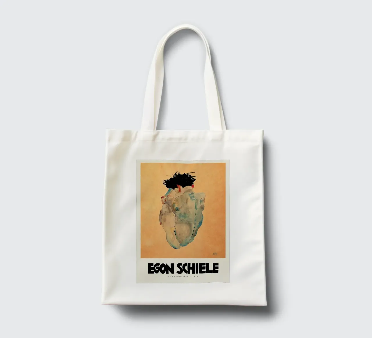 Schiele - Cowering Man II borsa in juta da Vintage by JUNIQE