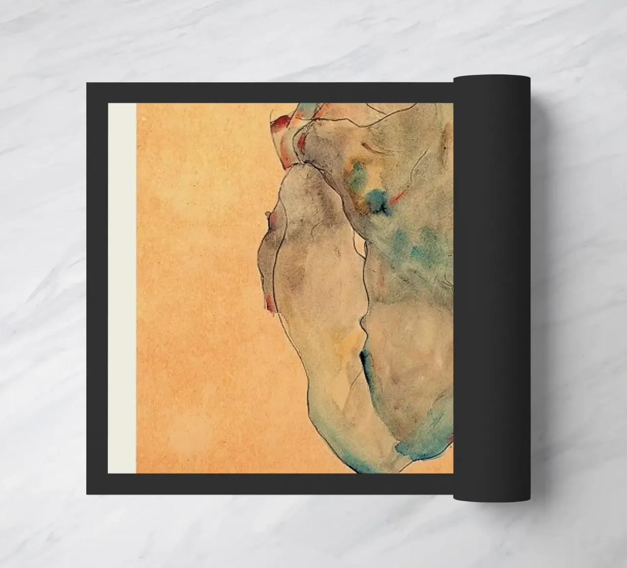 Schiele - Cowering Man II zerbino da Vintage by JUNIQE