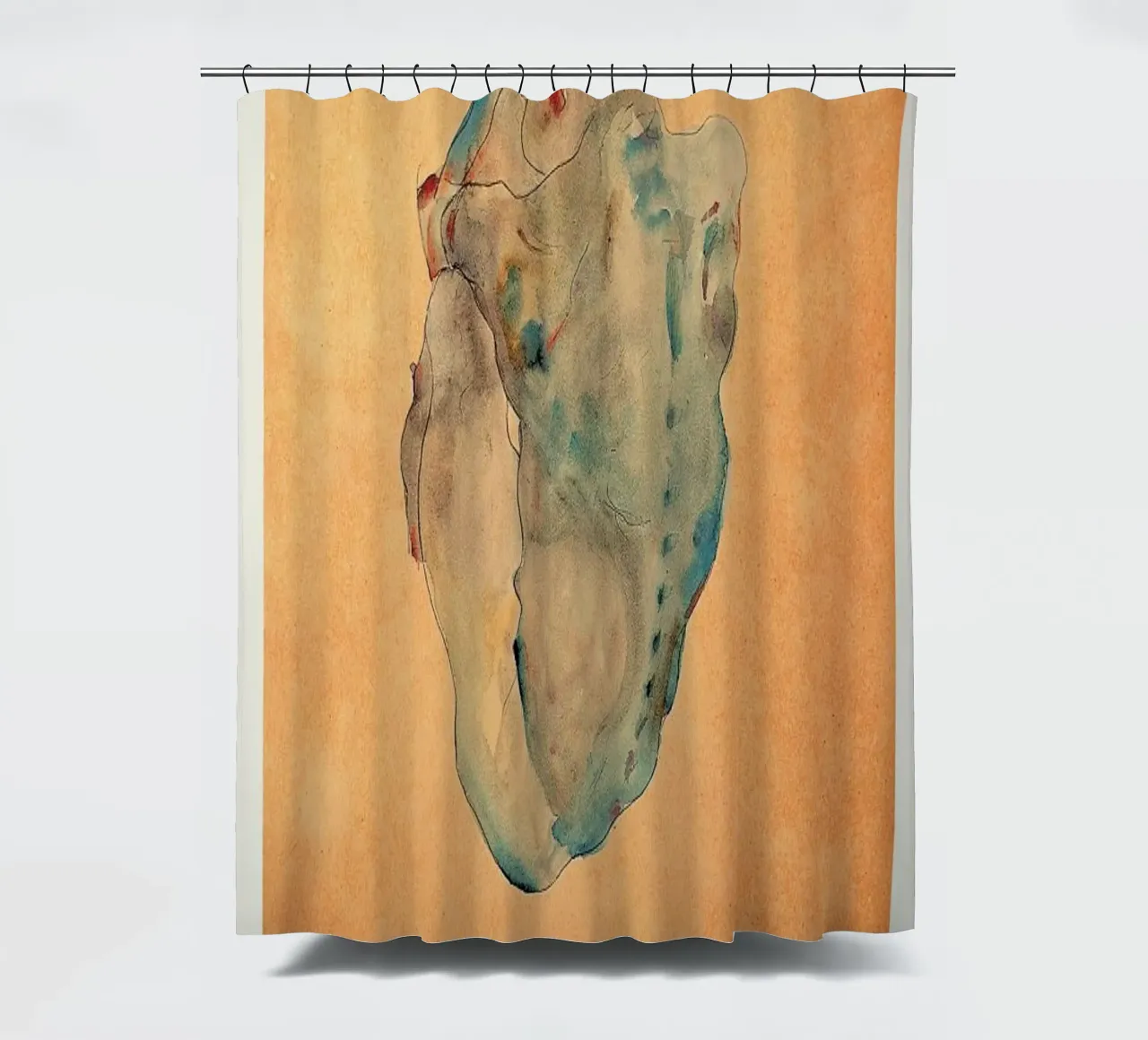 Schiele - Cowering Man II tenda da doccia da Vintage by JUNIQE