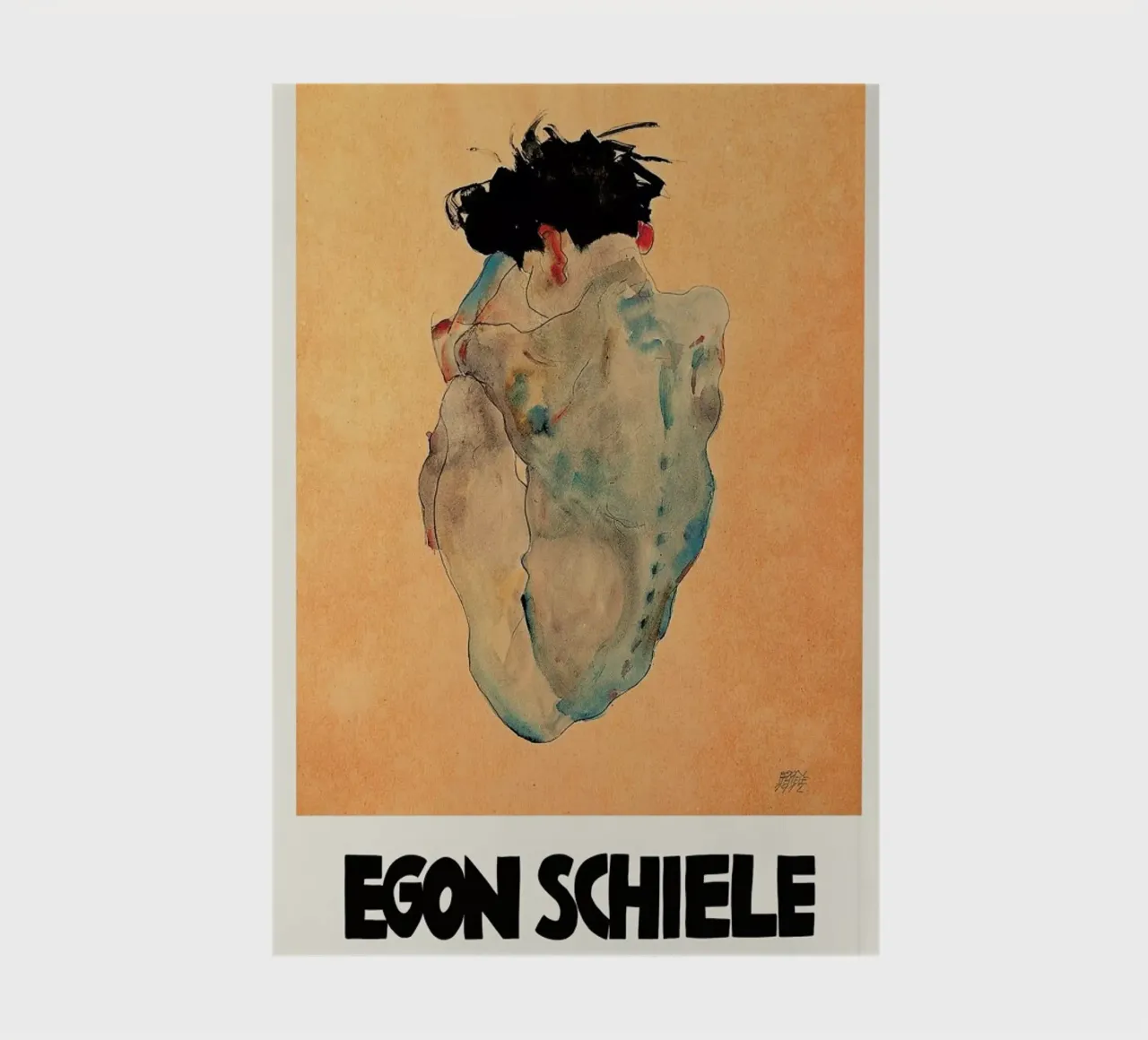 Schiele - Cowering Man II notebook by Vintage by JUNIQE