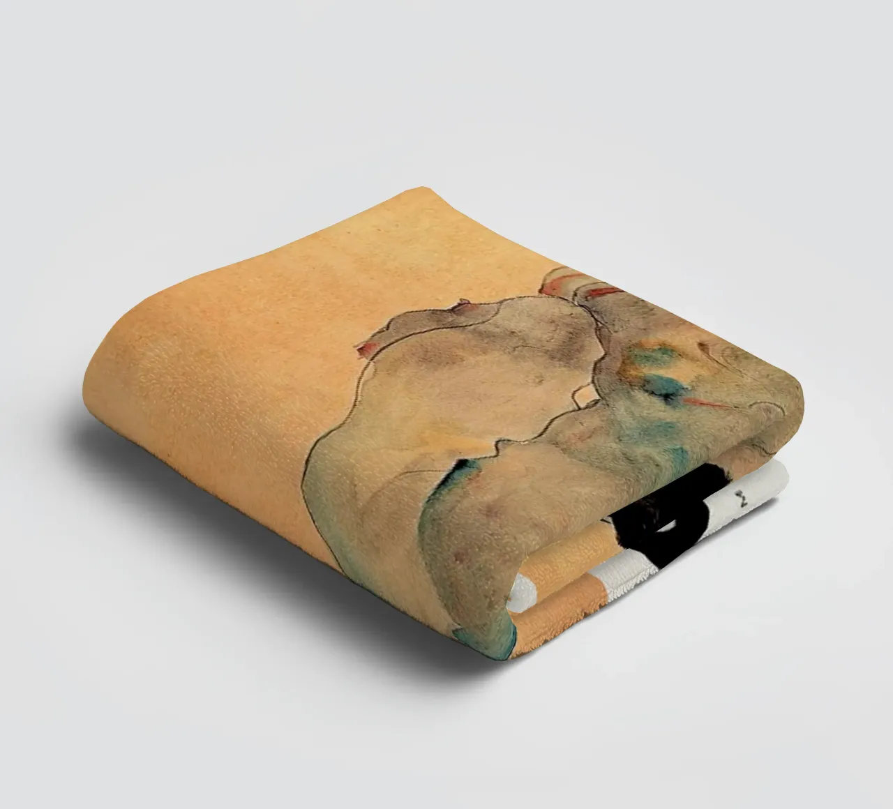 Schiele - Cowering Man II towel by Vintage by JUNIQE