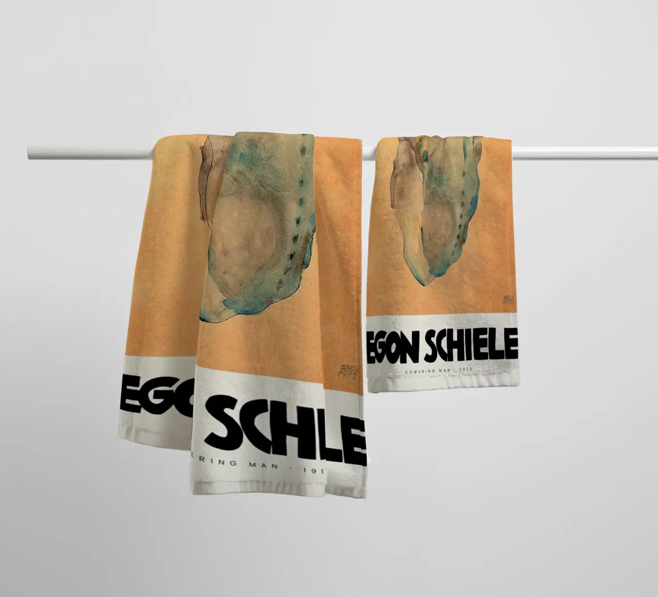 Schiele - Cowering Man II towel by Vintage by JUNIQE