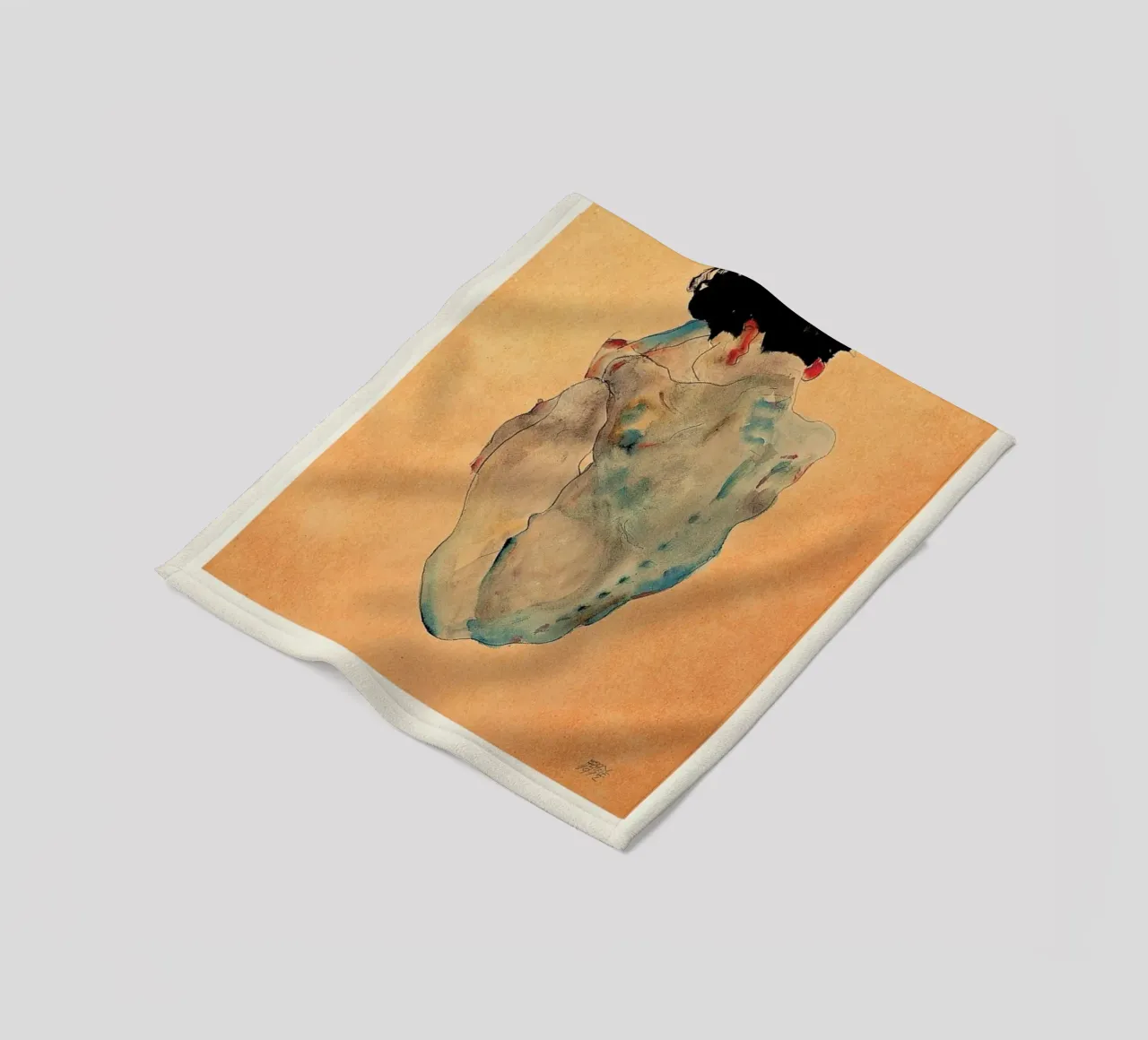 Schiele - Cowering Man II coperta in pile da Vintage by JUNIQE