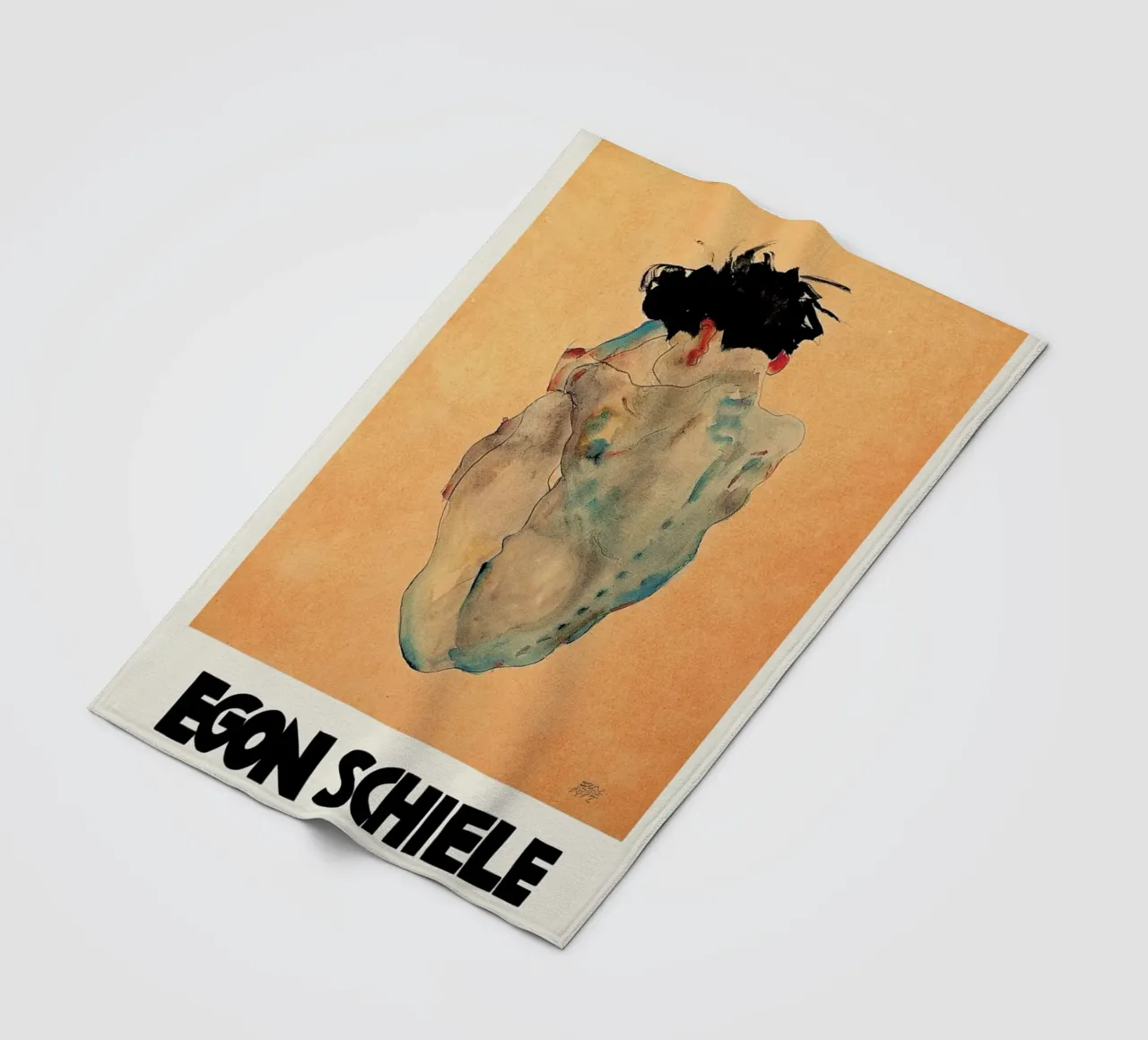 Schiele - Cowering Man II coperta in pile da Vintage by JUNIQE