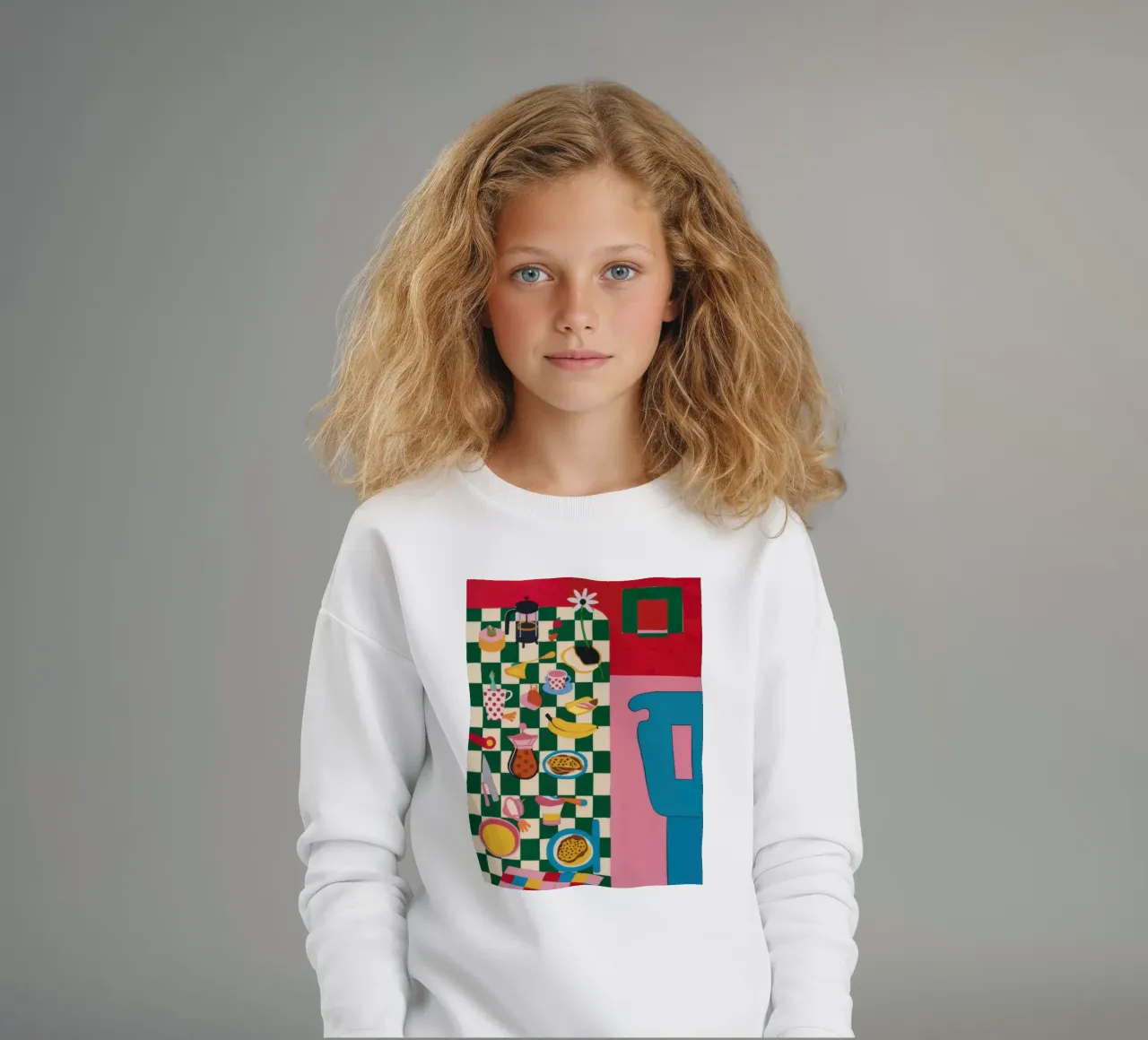 Checkered Abstract Feast kids sweatshirt by Pale Aura