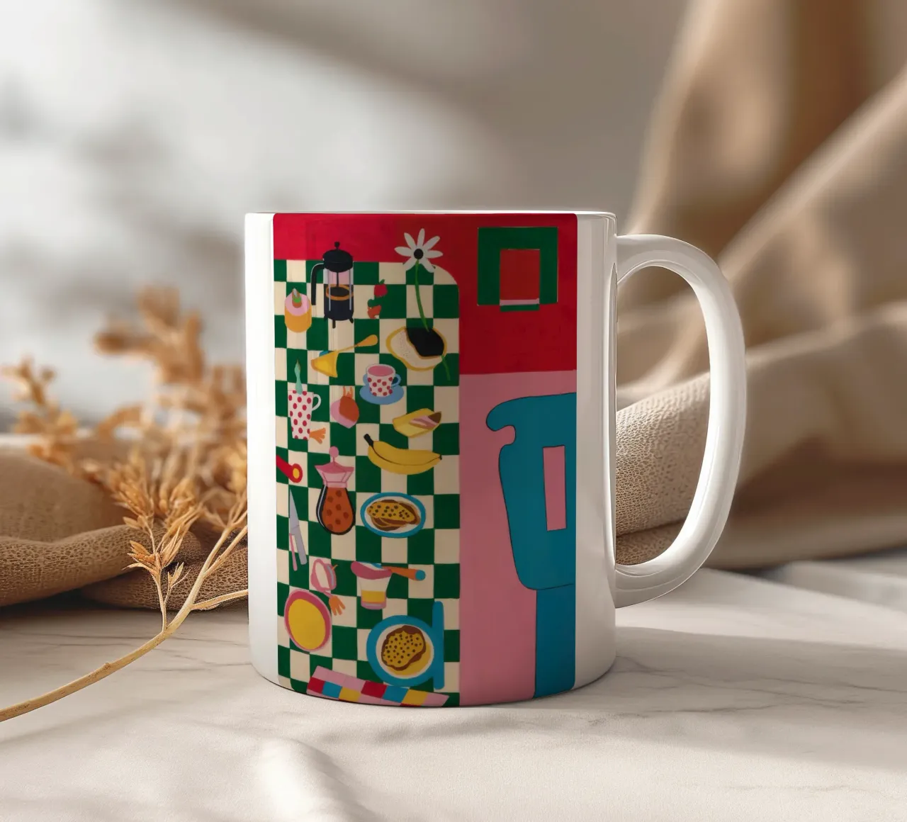 Festa astratta a scacchi tazza in ceramica da Pale Aura