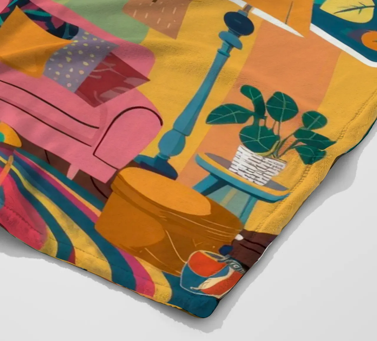 Maximalist Reading Room fleece blanket by Marigold Tiga