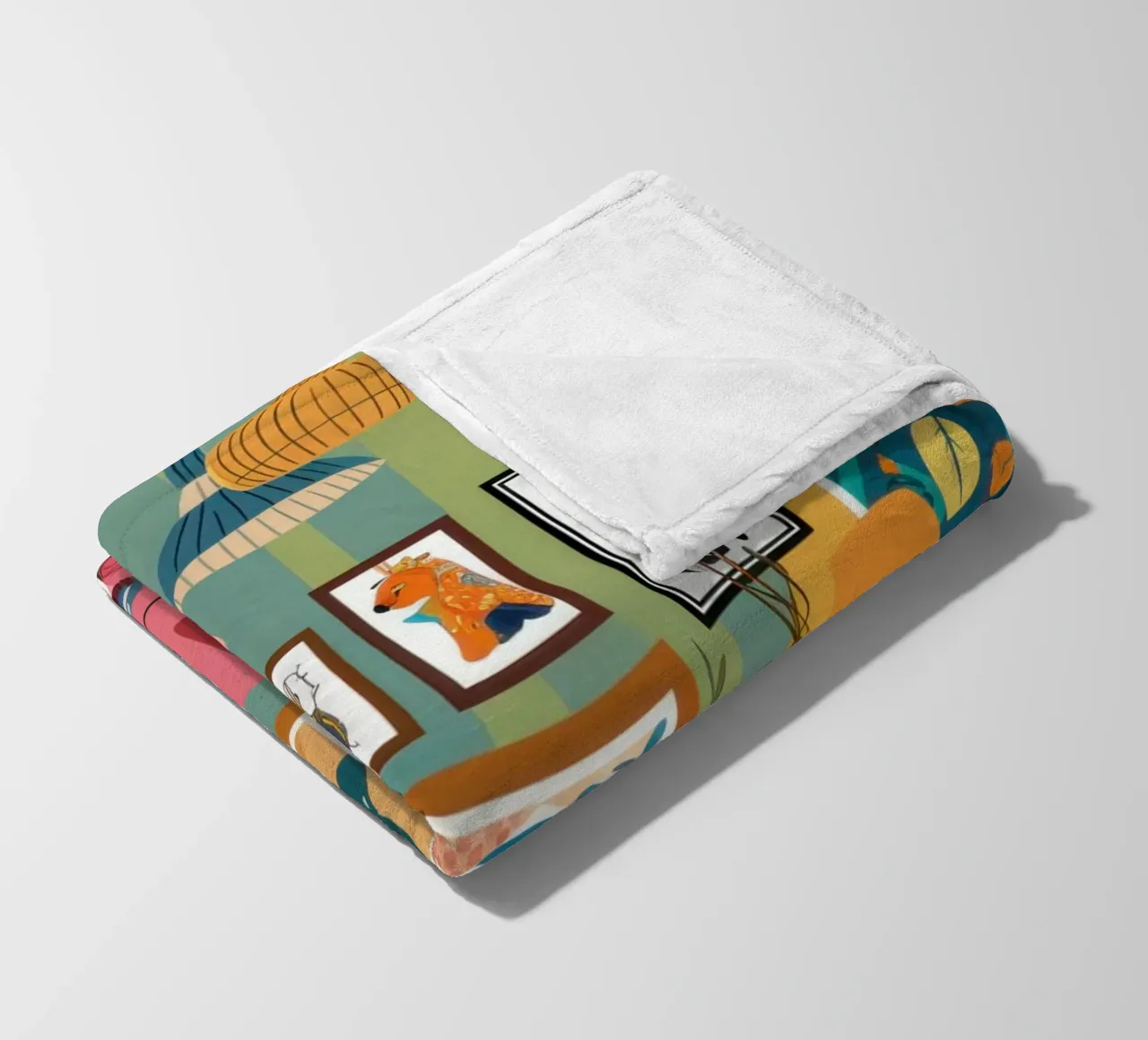 Maximalist Reading Room fleece blanket by Marigold Tiga