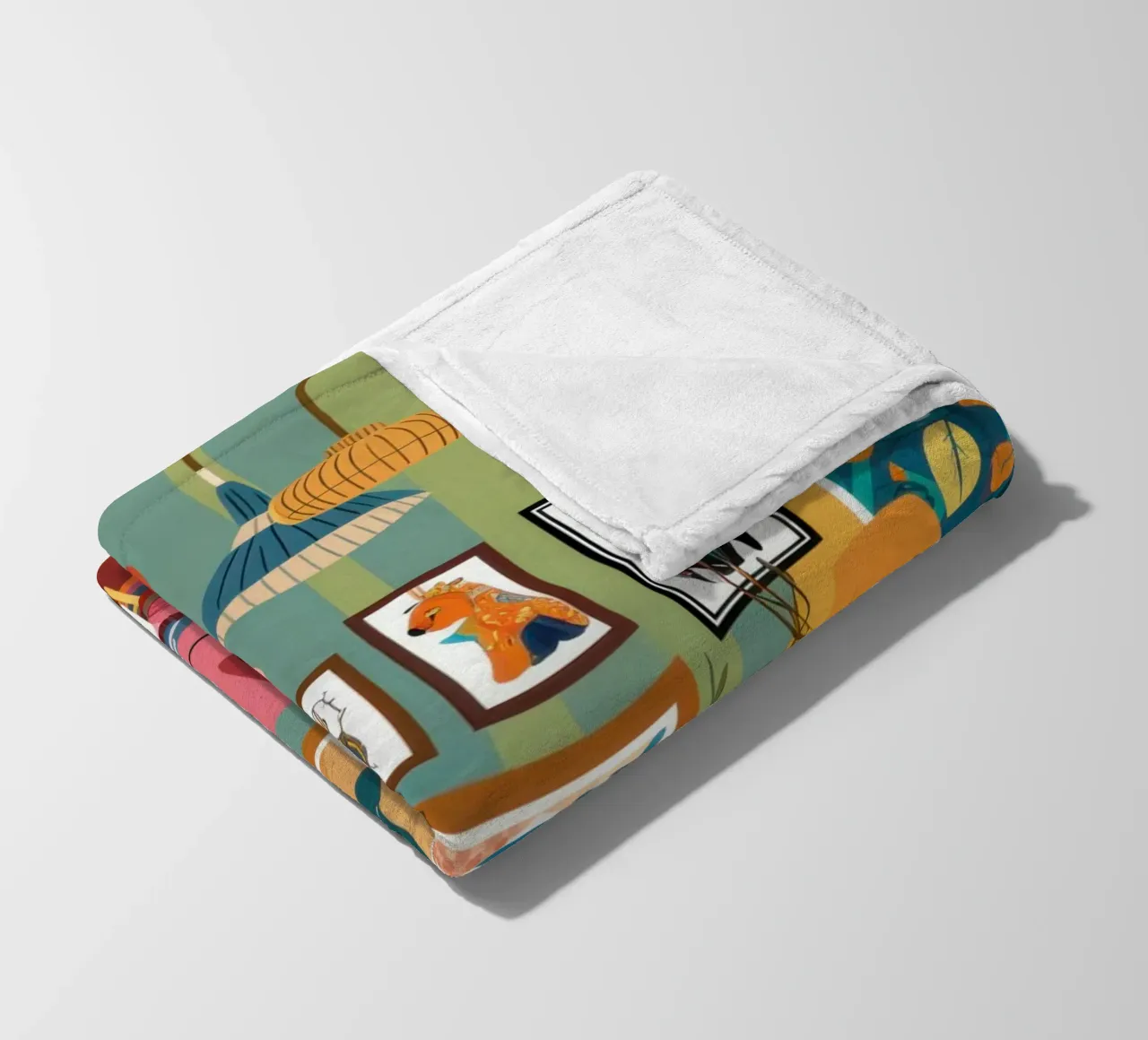 Maximalist Reading Room fleece blanket by Marigold Tiga