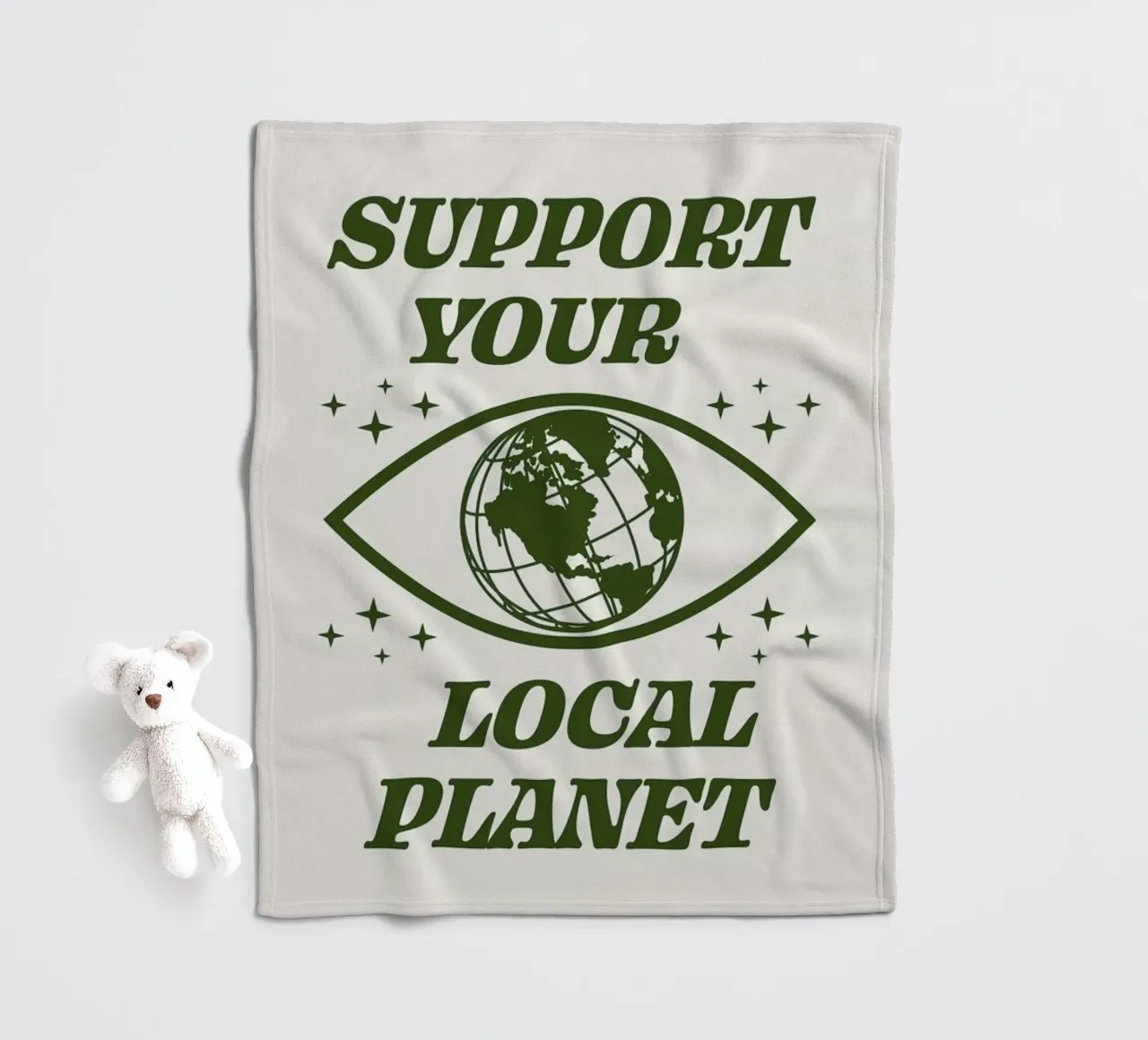 Support Your Local Planet fleece blanket by cafelab