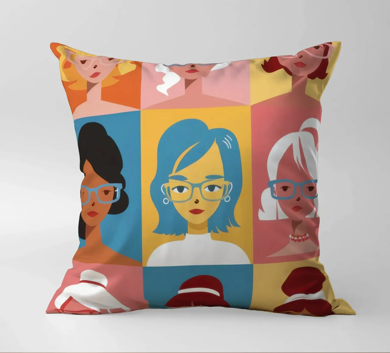 Skincare Routine Grid decorative cushion by Sentinel Glow