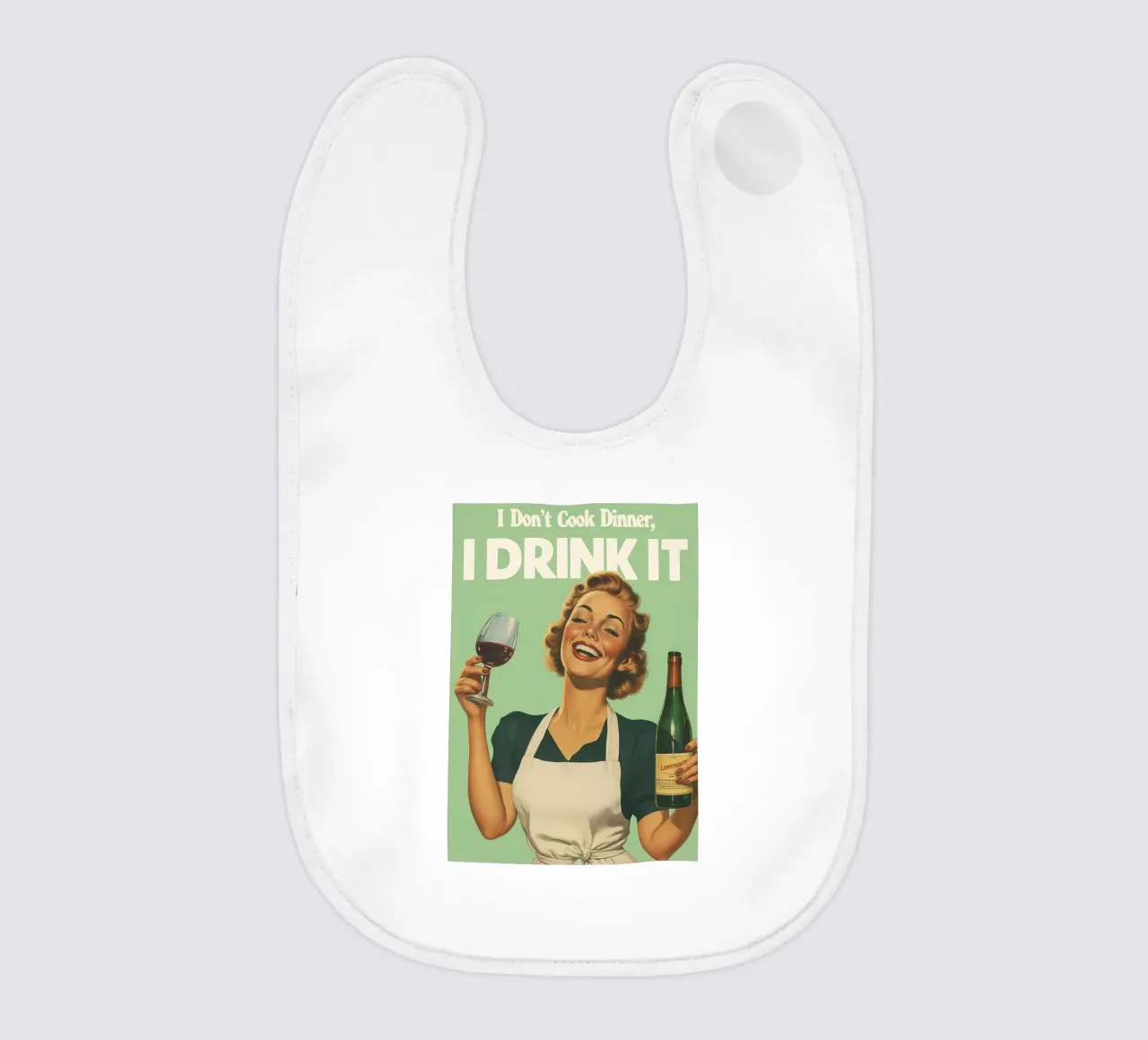 Funny wife kitchen retro baby bib by oneroad