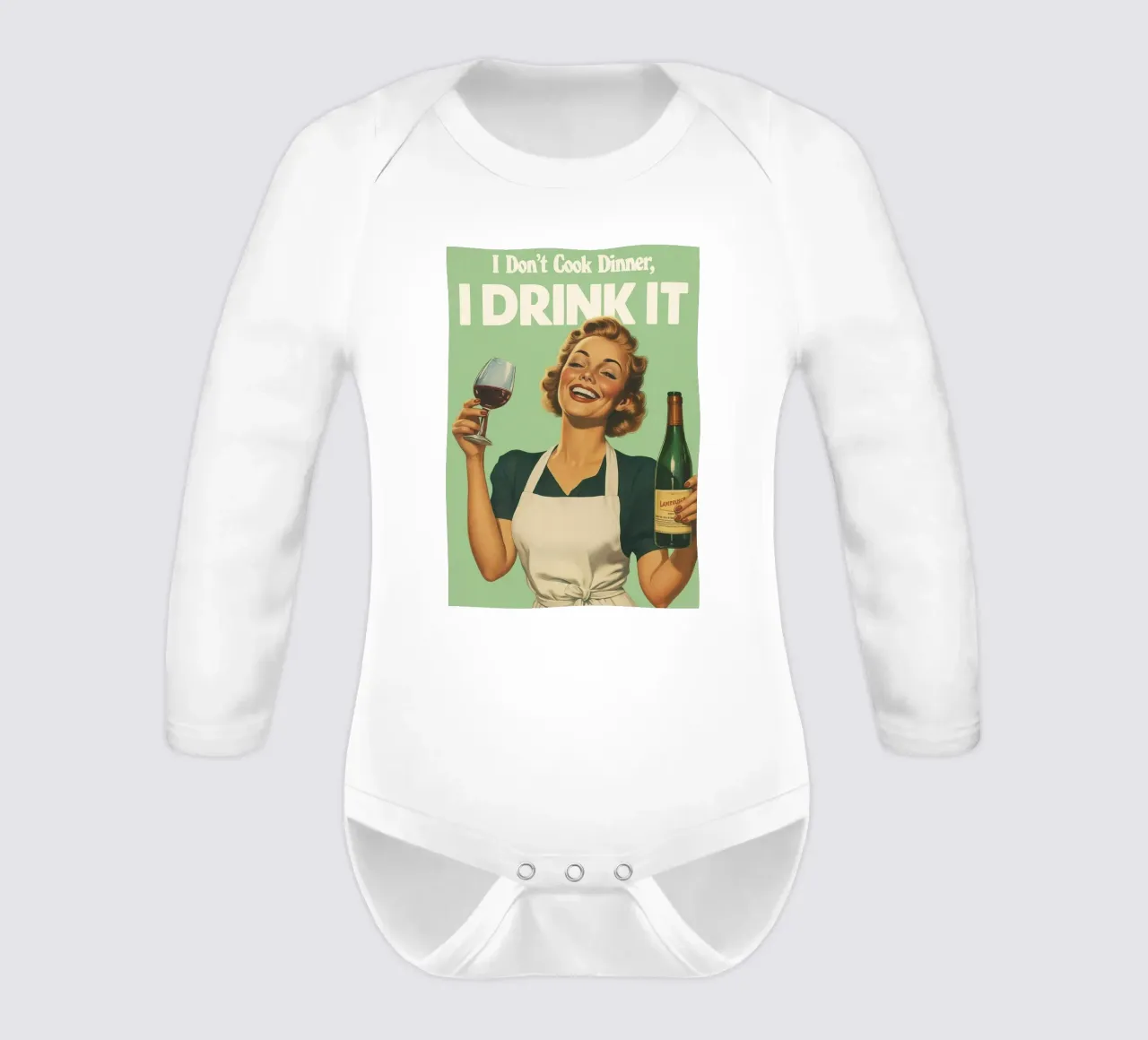 Funny wife kitchen retro long-sleeve baby romper by oneroad