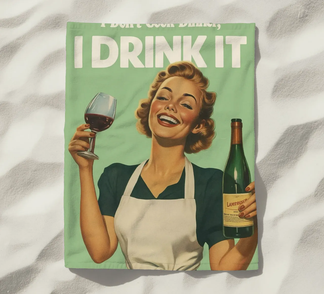 Divertente moglie cucina retrò telo mare da oneroad