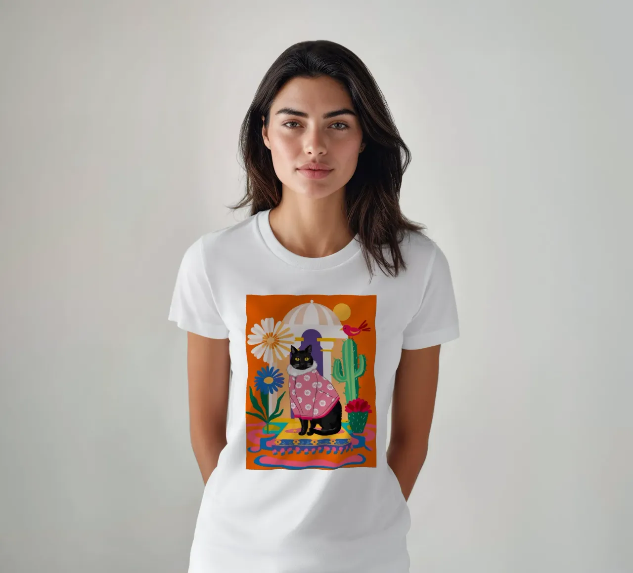 Cactus Cat Dandy t-shirt by Stone Decade