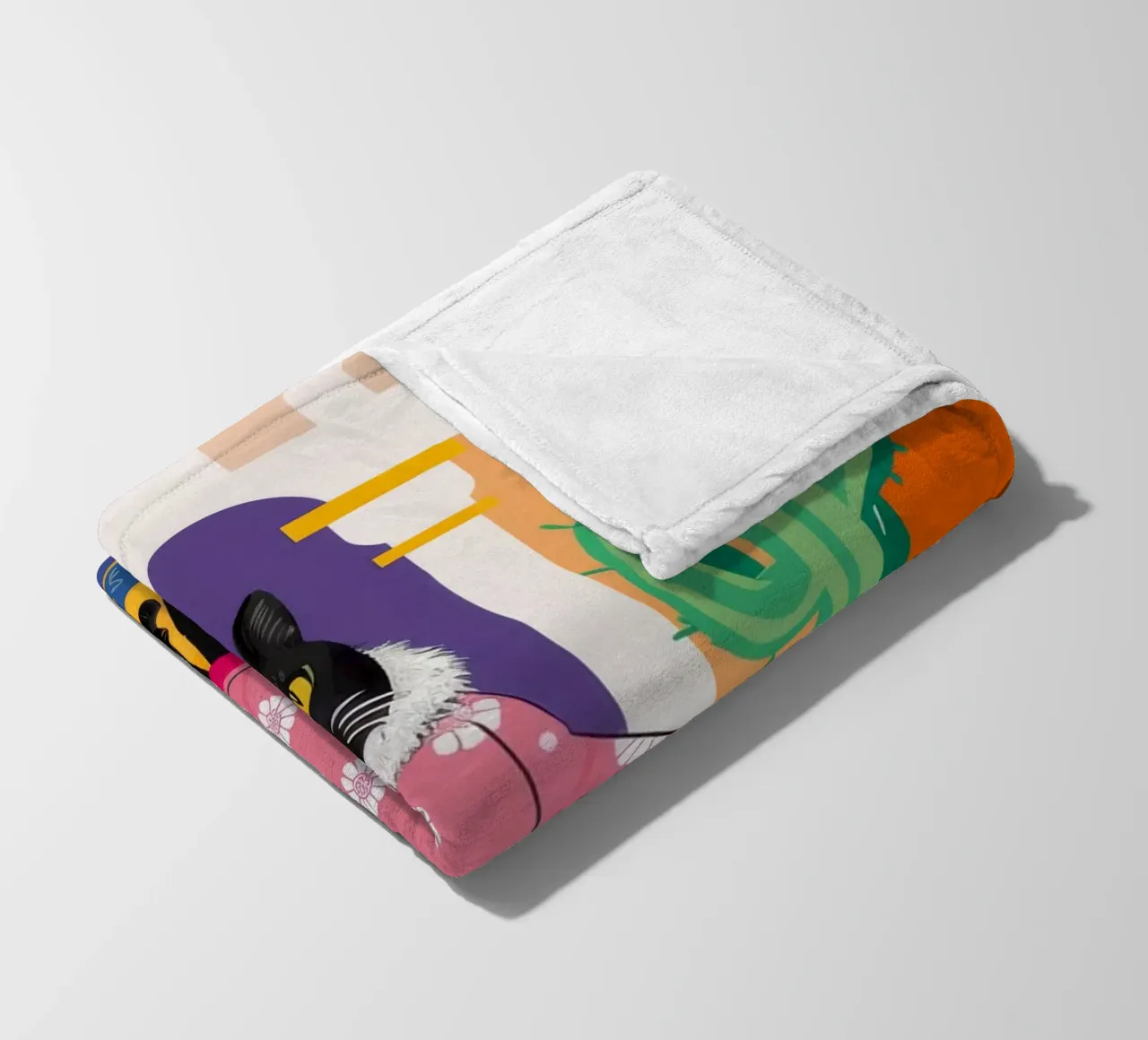 Cactus Cat Dandy fleece blanket by Stone Decade