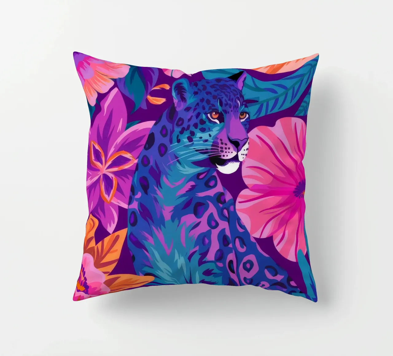 Psychedelic Leopard Dream decorative cushion by Stone Decade