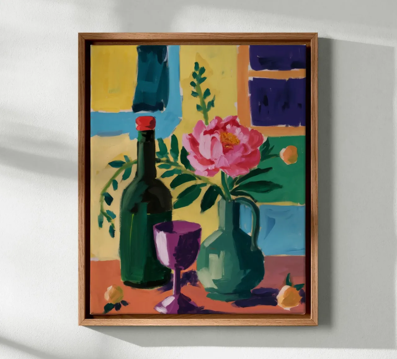 Wine and Cheese Table canvas with Floater frame by Stone Decade