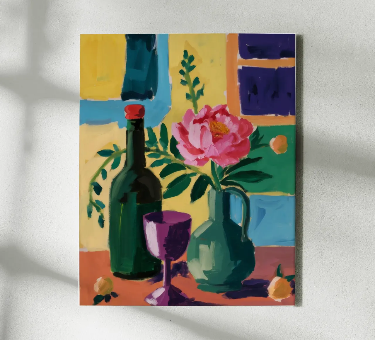 Wine and Cheese Table canvas with Floater frame by Stone Decade