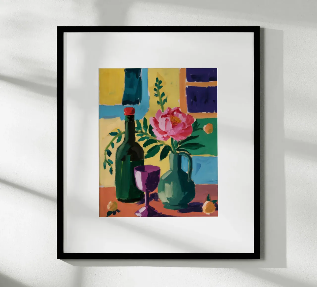 Tavolo del vino e del formaggio poster con telaio in legno da Stone Decade