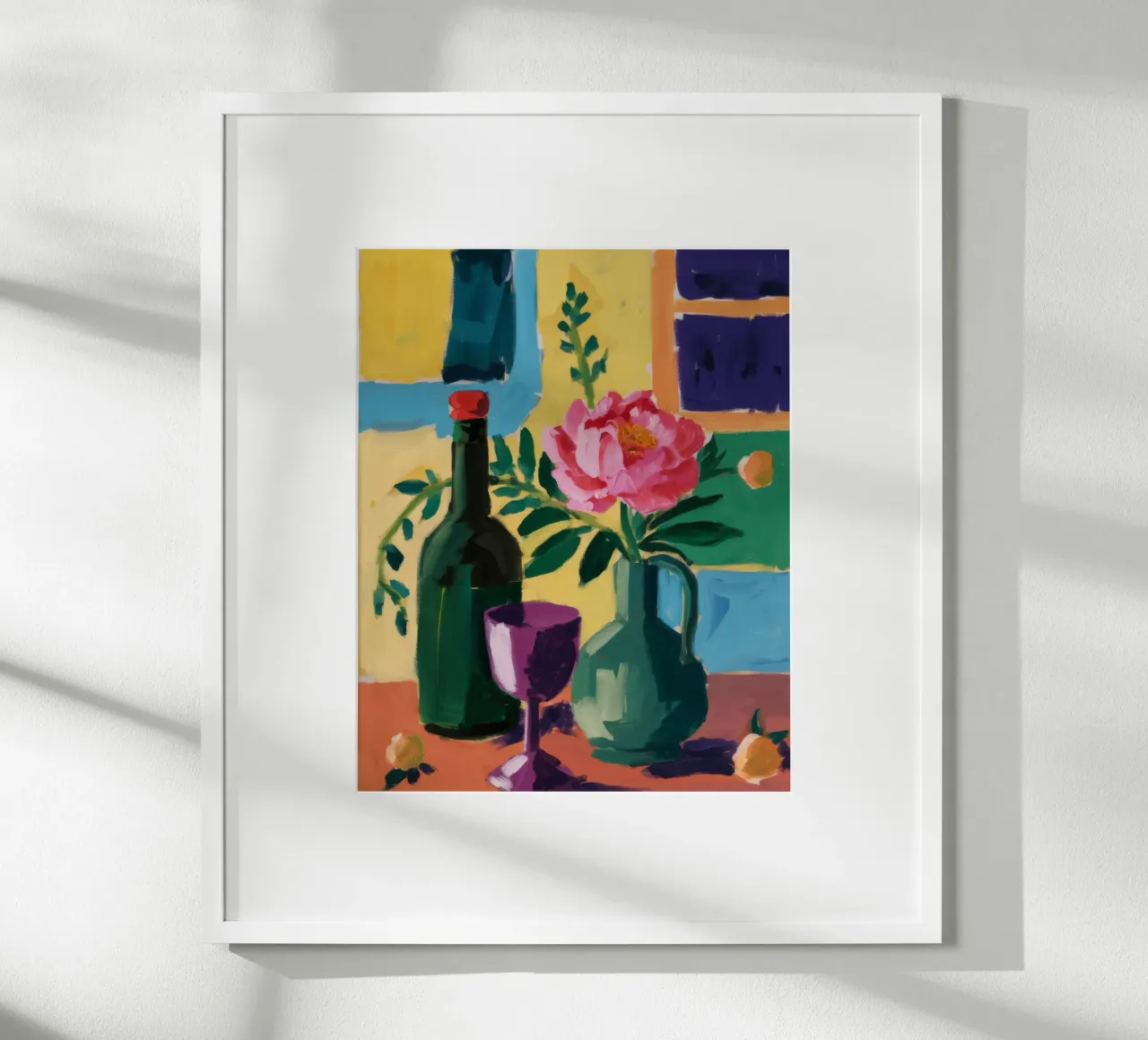 Tavolo del vino e del formaggio poster con telaio in legno da Stone Decade
