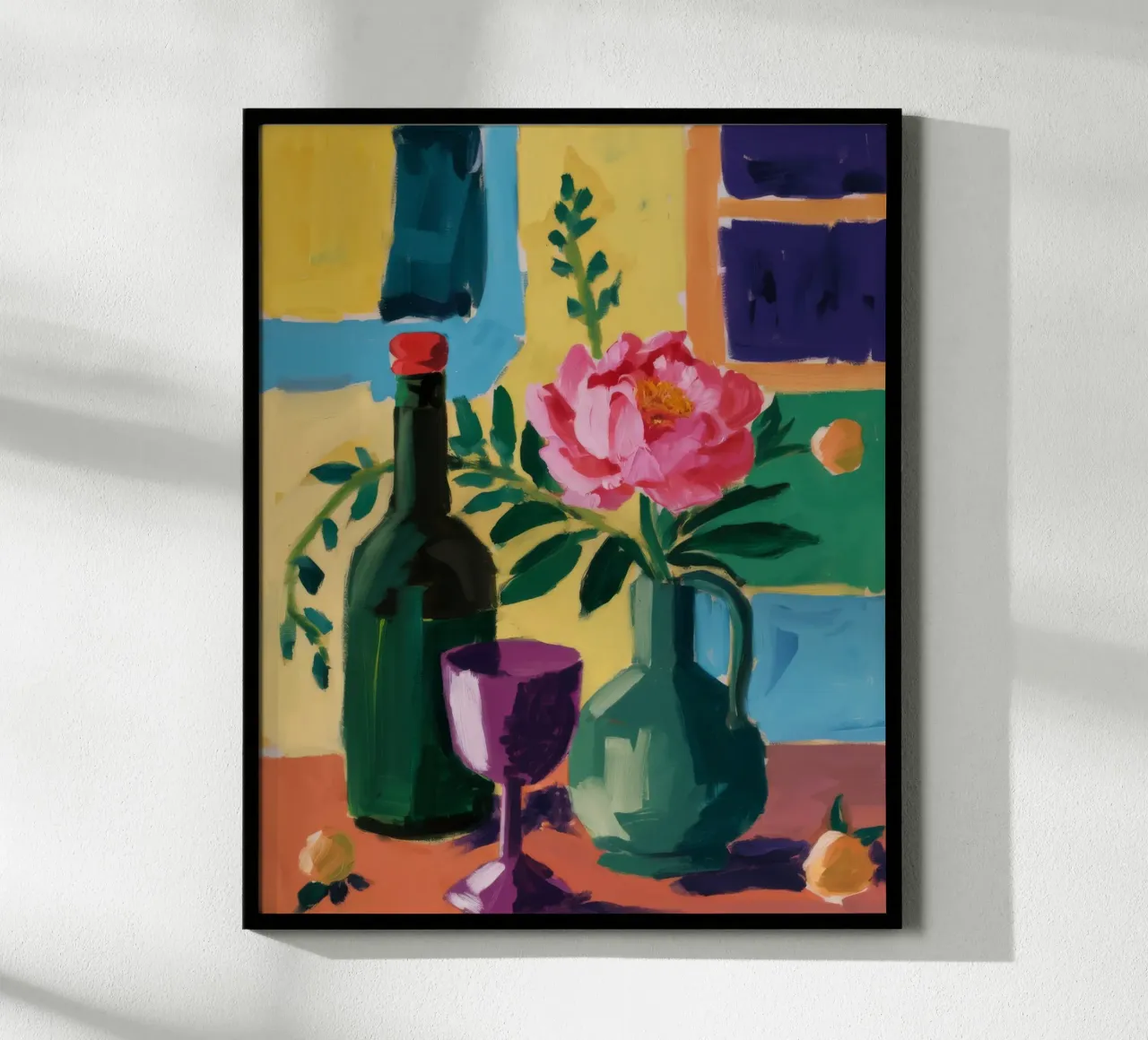 Tavolo del vino e del formaggio poster con telaio in legno da Stone Decade