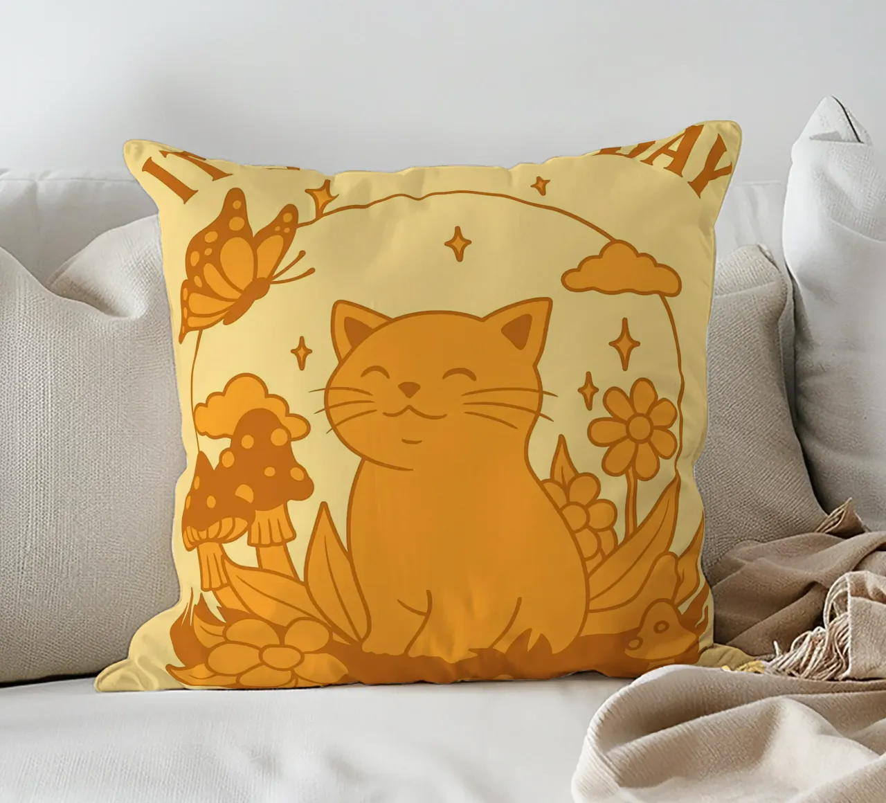 Have A Good Day Funny Cat decorative cushion by oneroad