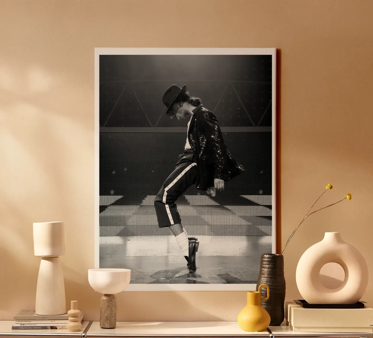 Stile iconico Michael Jackson Re del Pop tela con Cornice a cassetta da wernoka
