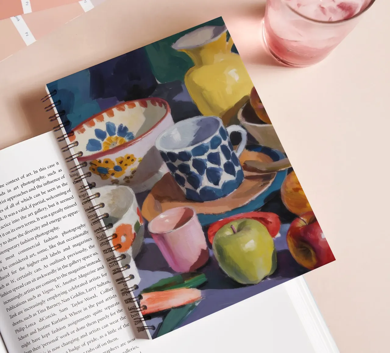 Patterned Pots Apples spiral notebook by Stone Decade