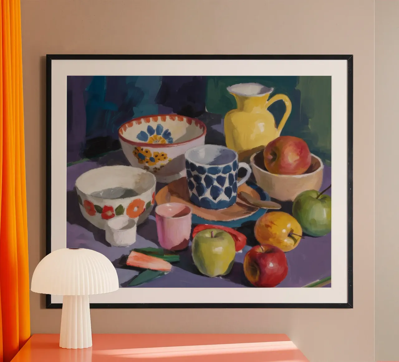 Gemusterte Töpfe Äpfel Poster von Stone Decade