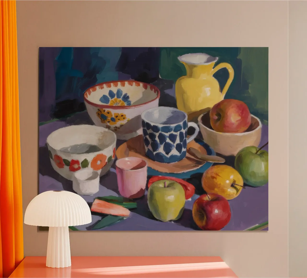 Gemusterte Töpfe Äpfel Poster von Stone Decade